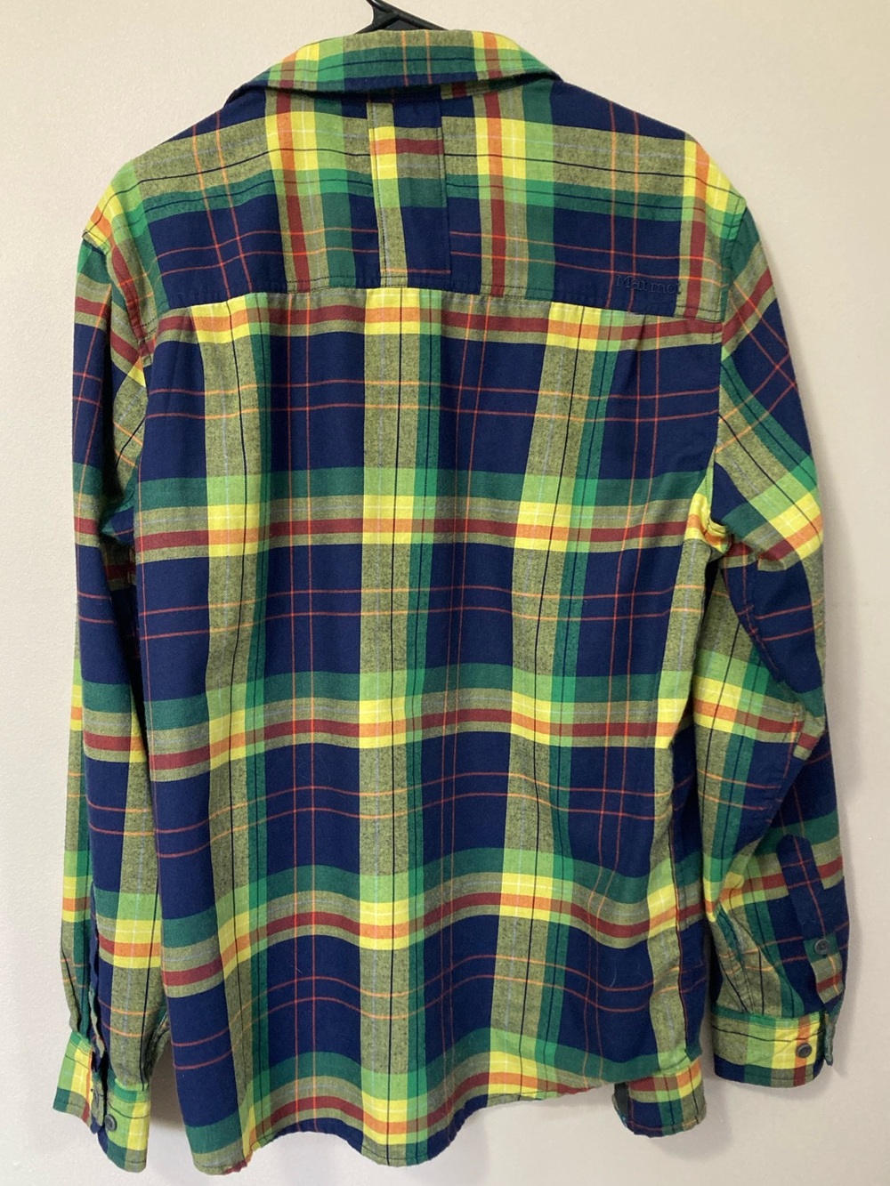 Marmot Men's Navy, Green, & Yellow Plaid Flannel Shirt - Picture 5 of 6